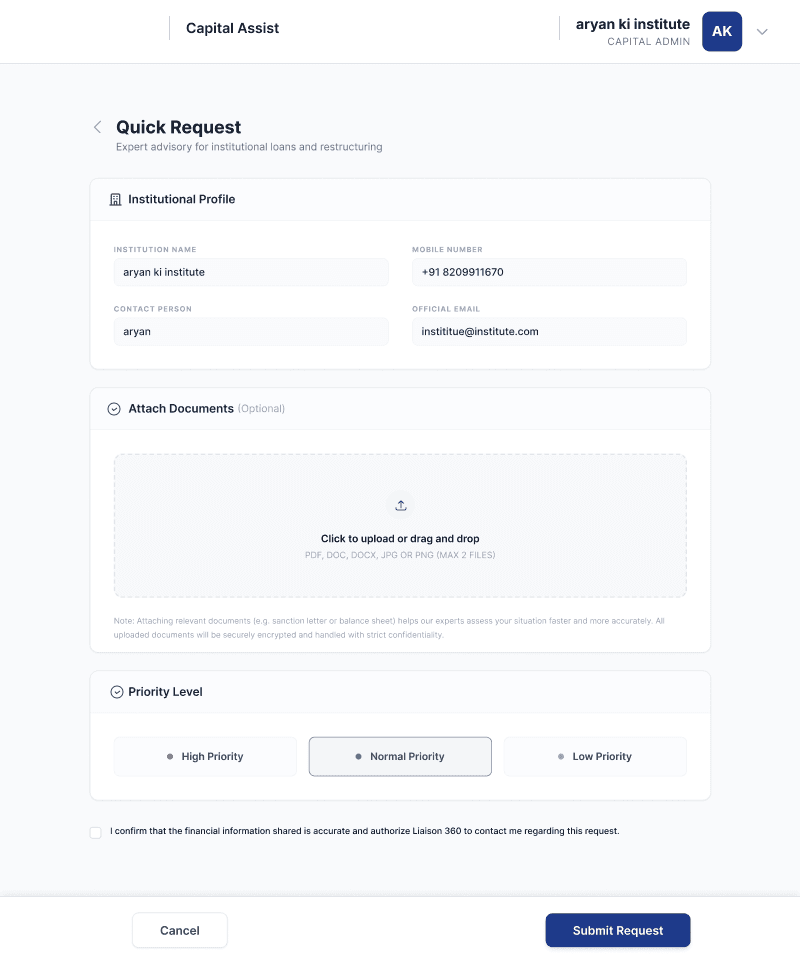Liaison 360 Capital Assist funding request